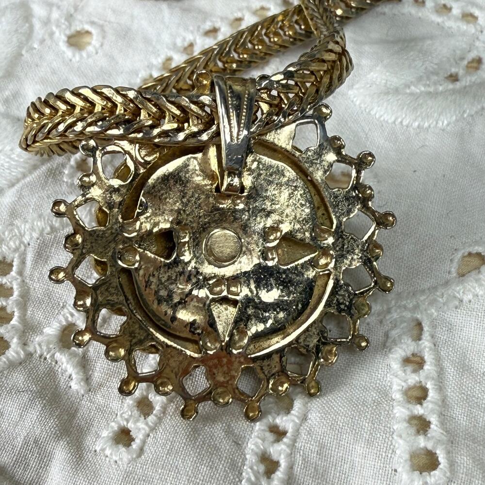 Vintage Coro Rhinestone Starburst Pendant Necklace Whimsigoth Romantic Victorian - Picture 9 of 9